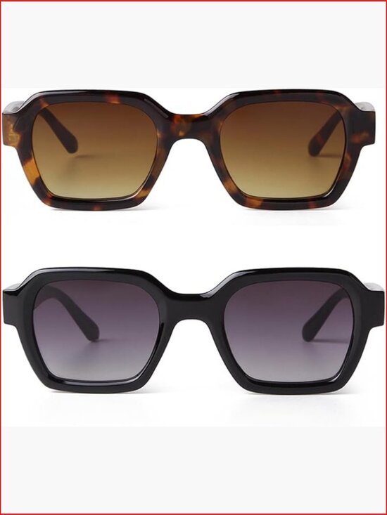 Vintage Square Sunglasses Thick Frame Gradient Lens UV Protection Unisex main image 7